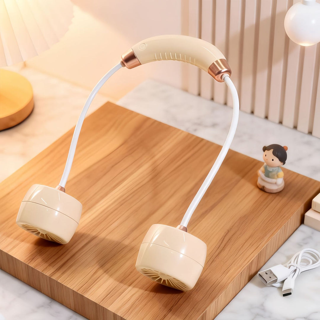 Unisex Tragbarer Doppelventilator mit flexiblem Arm und USB-Anschluss Karnz
