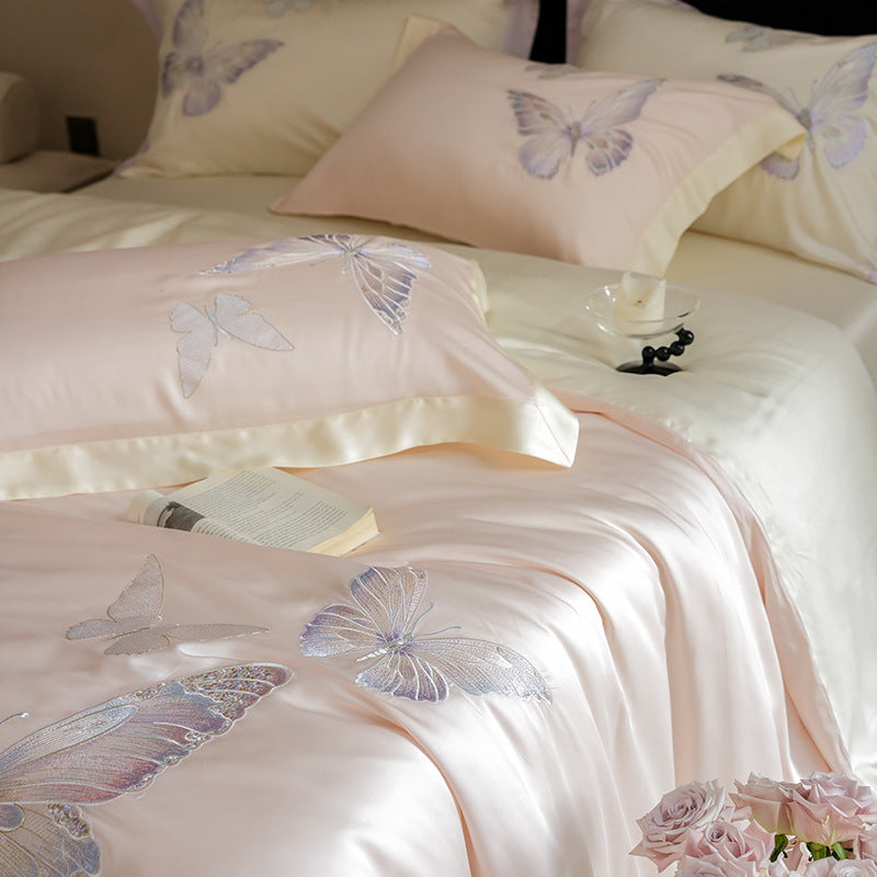 Besticktes Satin Bettbezug Set