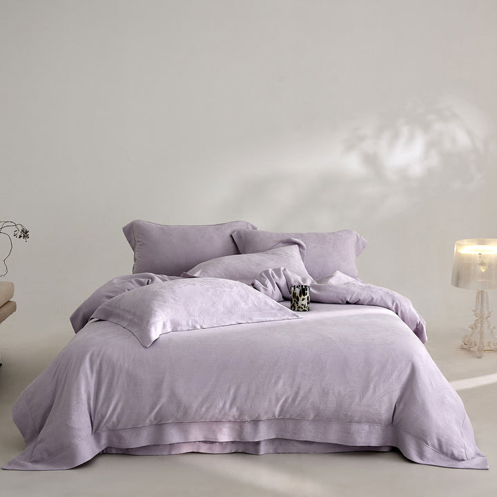 Luxuriöses Jacquard-Paisley-Baumwollsatin-Bettbezug-Set mit Oxfordkante