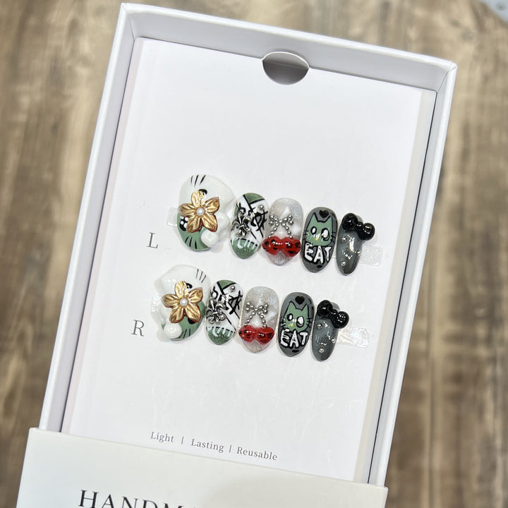 Verspieltes Charakterdesign Press-On Nagelkunstset Karnz