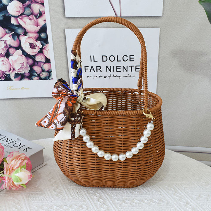 Elegante Handgefertigte Rattan Tragetasche Karnz