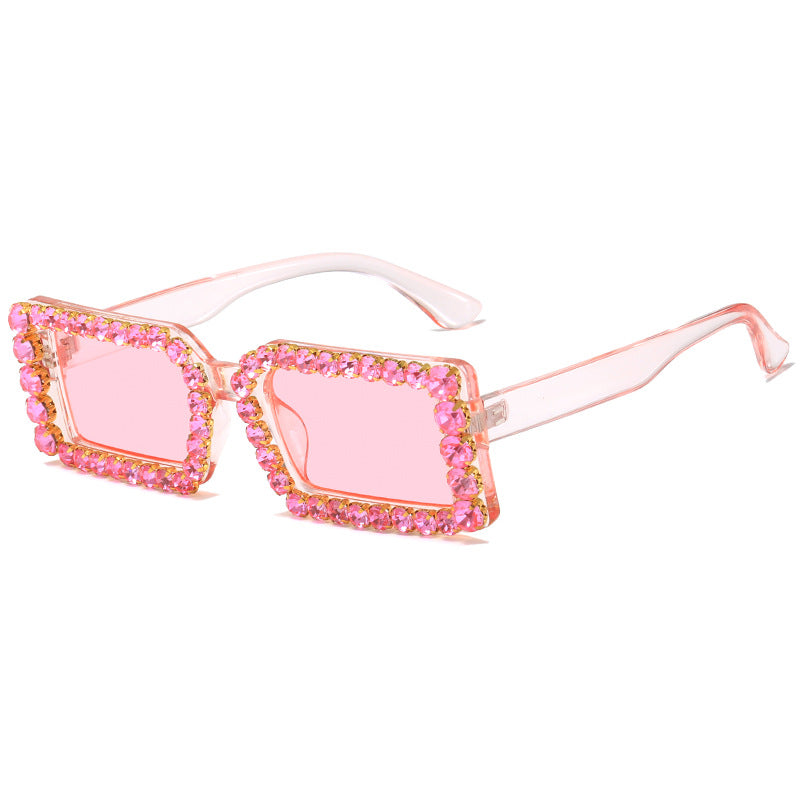 Damen modische Sonnenbrille mit glitzernder Rahmenverzierung Karnz