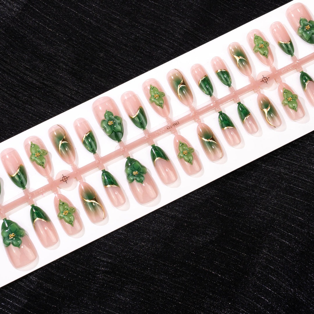 Blumen 3D Dekorative Press-On Nägel