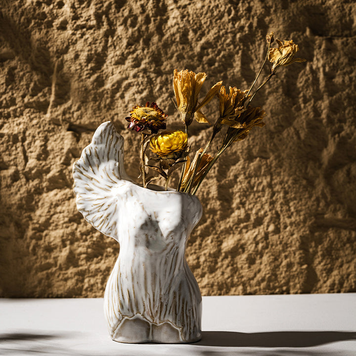 Handgeschnitzte Geflochtene Weibliche Torso Dekorative Keramische Knospenvase