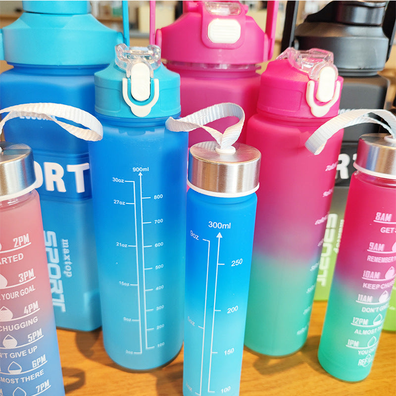 Damen Sport-Wasserflasche mit motivierenden Skalen Karnz