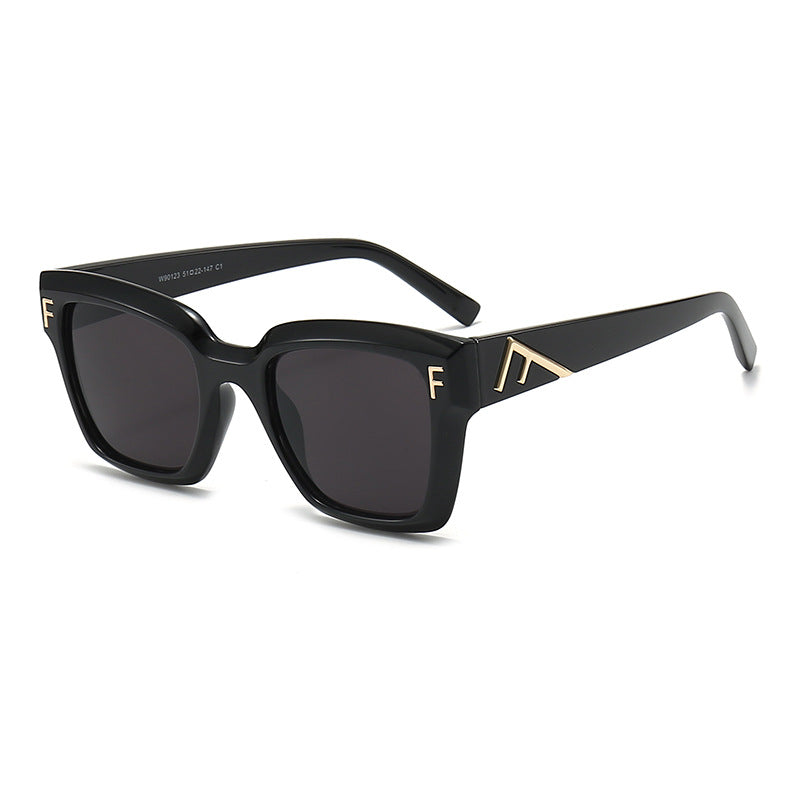 Damen modische quadratische Sonnenbrille mit goldenen Details Karnz