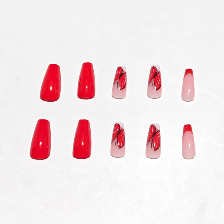 Künstlerische Schmetterling Press-On Nagelkunst Karnz