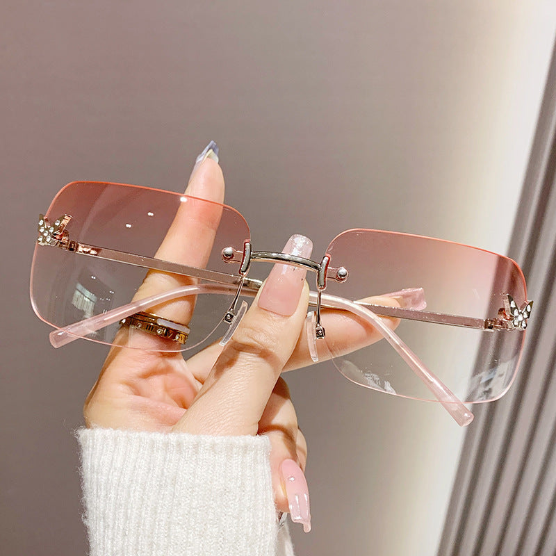 Damen elegante oversized Sonnenbrille mit gewebtem goldenen Rahmen Karnz