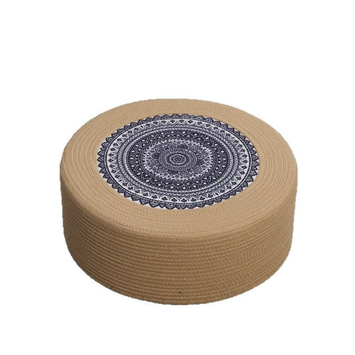 Runder Kunstleder Pouf Karnz