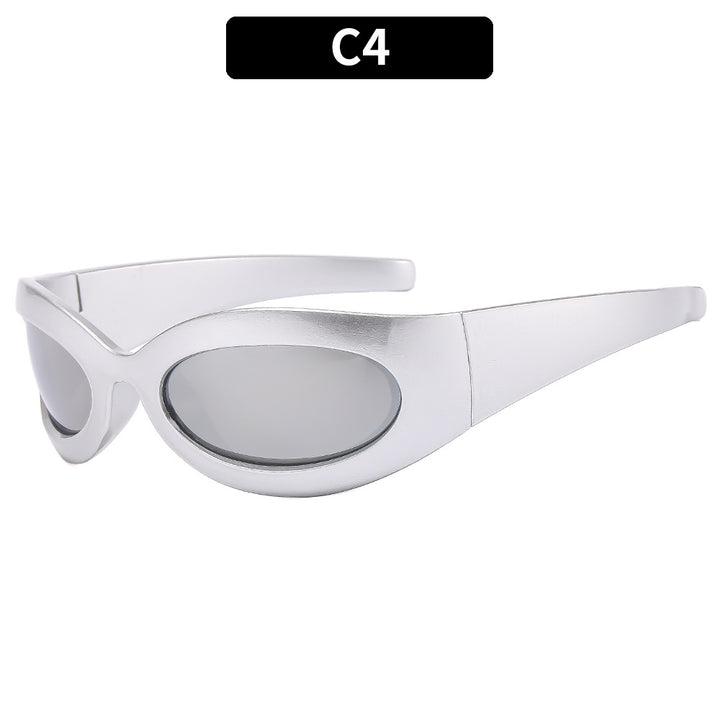Schlanke futuristische ovale Sonnenbrillen