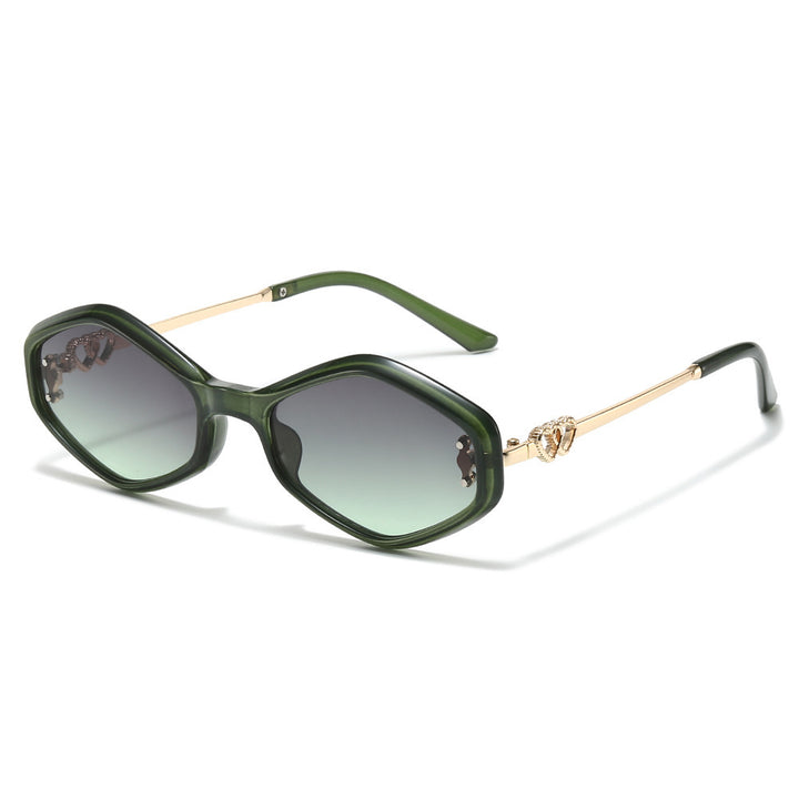 Geometrische Rahmen-Sonnenbrille mit Strass-Akzenten Karnz