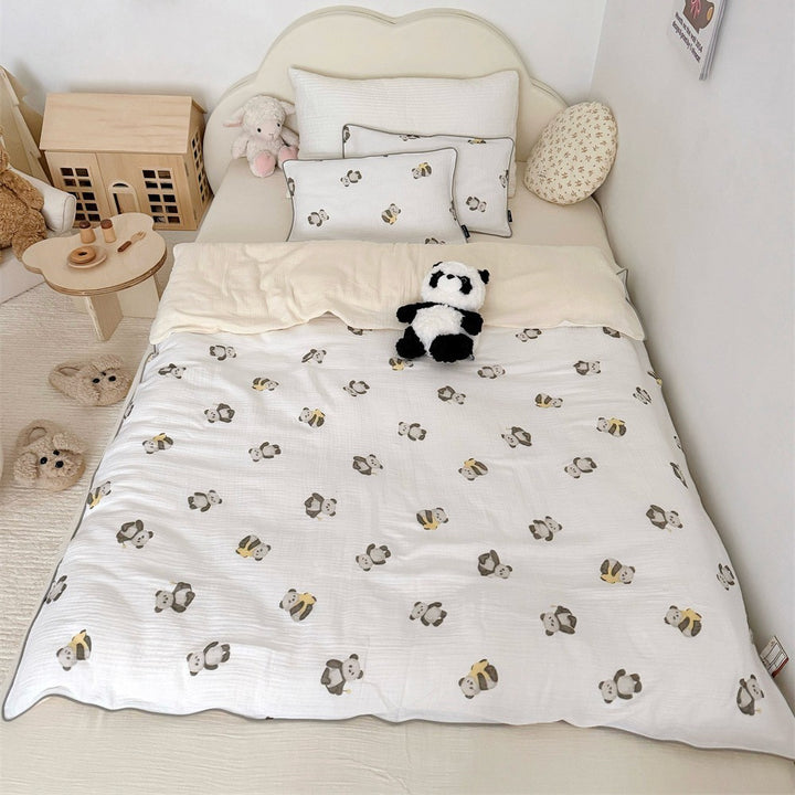 Wendbare Musselin-Kinderbettdecke mit Teddybären-Druck