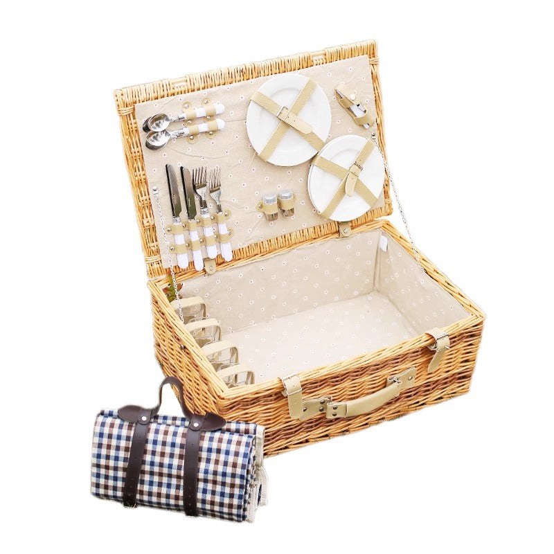 Rustikaler Picknickkorb mit Geschirrset Karnz