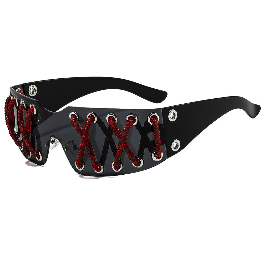 Damen futuristische Design-Sonnenbrille mit einzigartigem Dekor Karnz