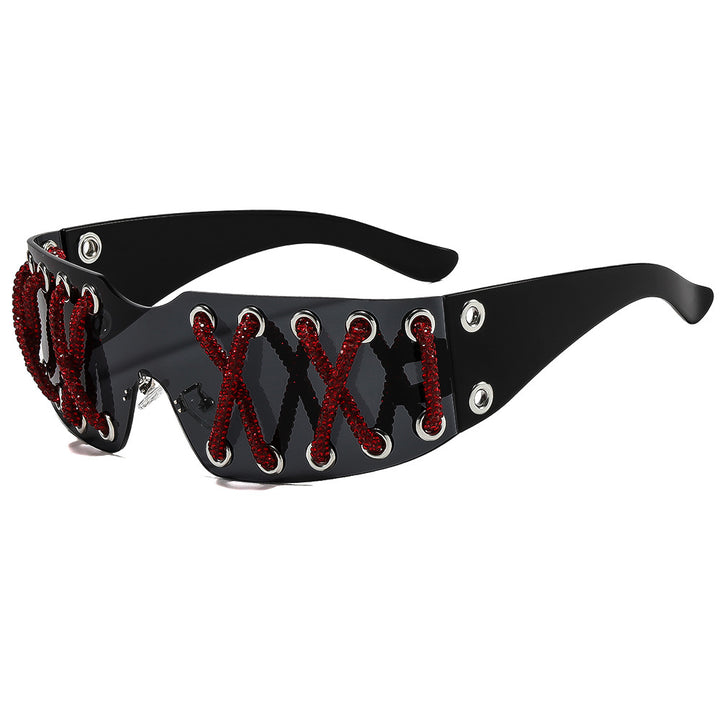 Damen futuristische Design-Sonnenbrille mit einzigartigem Dekor Karnz