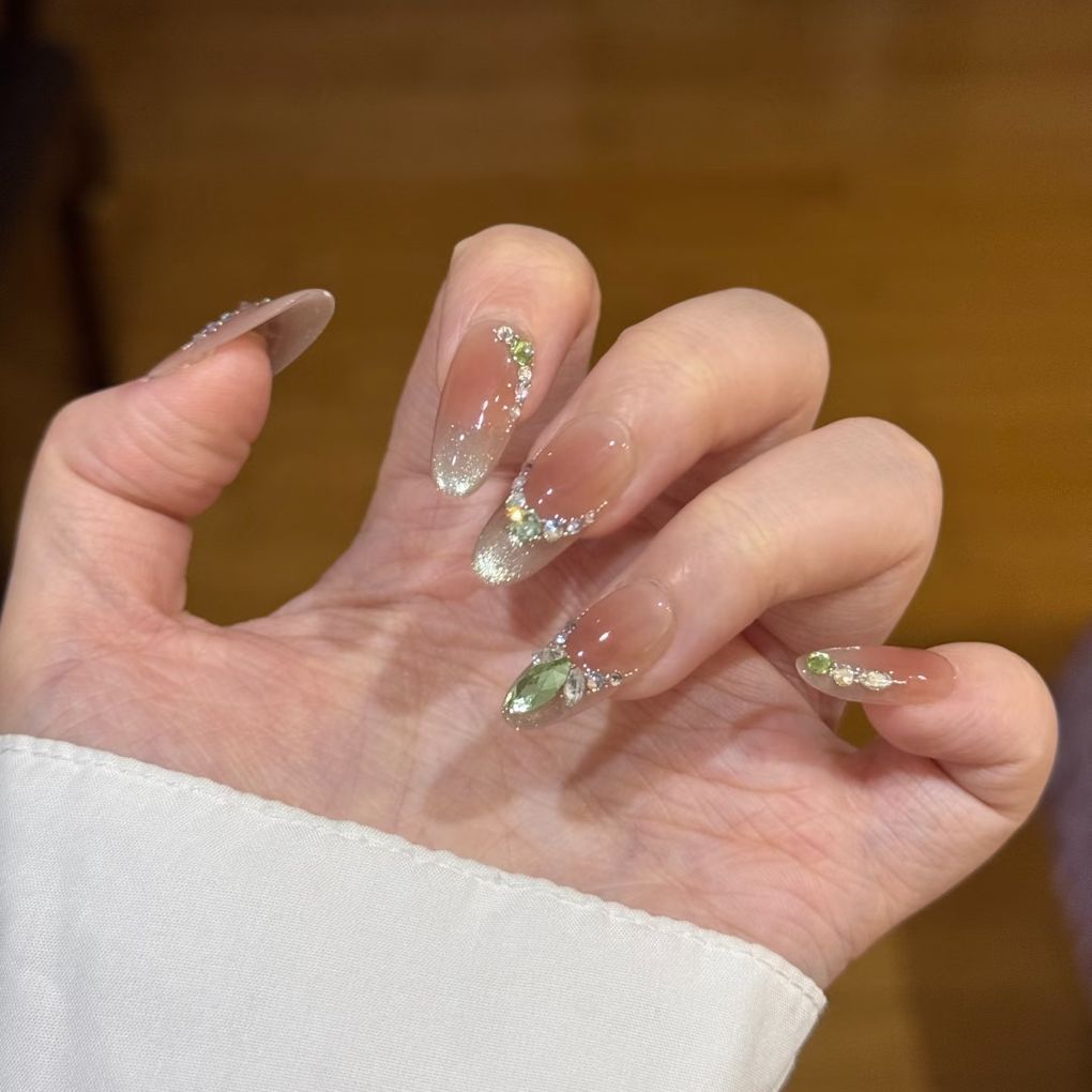 Elegante Strass Akzent Press-On Nagelverlängerungen