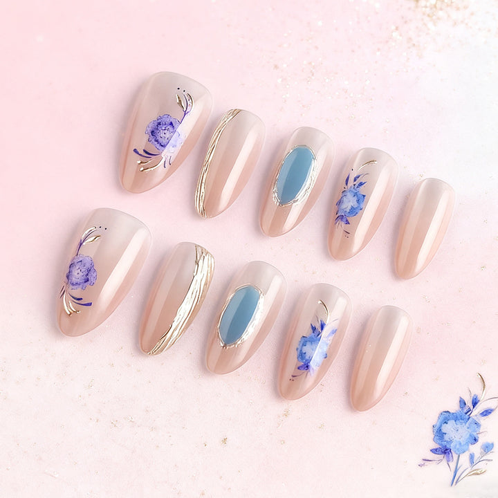 Künstlerisches Floral Press-On Nail Art Set Karnz