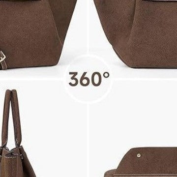 Damen Elegante Handtasche aus weichem Wildleder mit abnehmbarem Schulterriemen Karnz