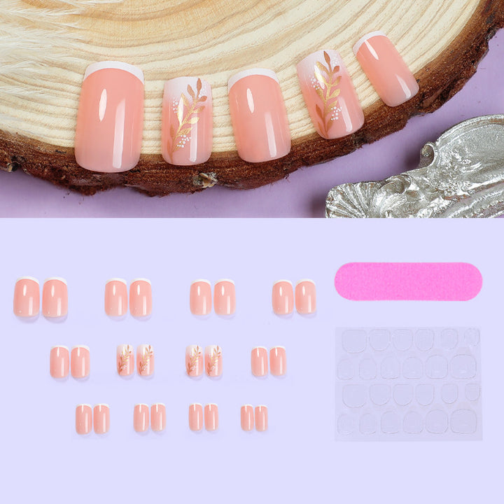 Elegante Press-On Nagelset mit floralem Akzentdesign Karnz