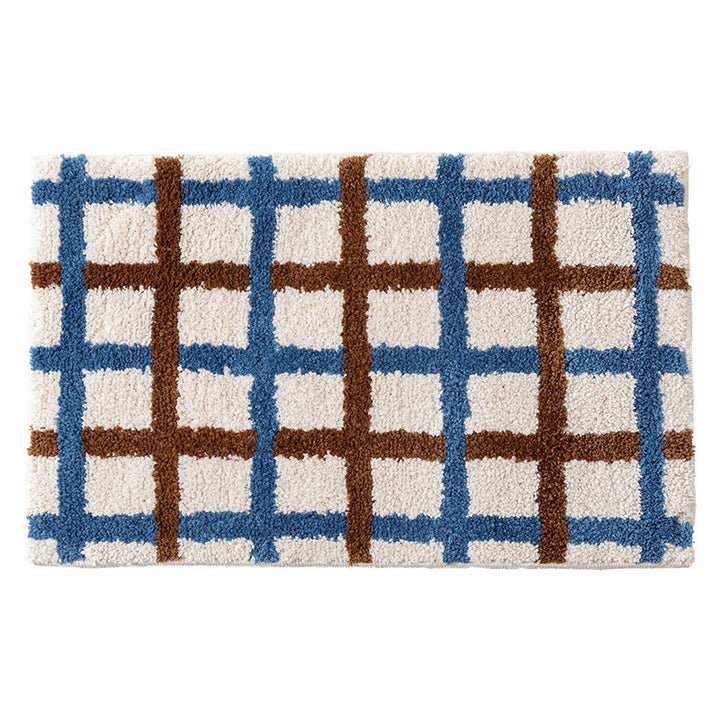Kurzflor-Badvorleger mit geometrischem Karomuster und rutschfester Unterseite Karnz