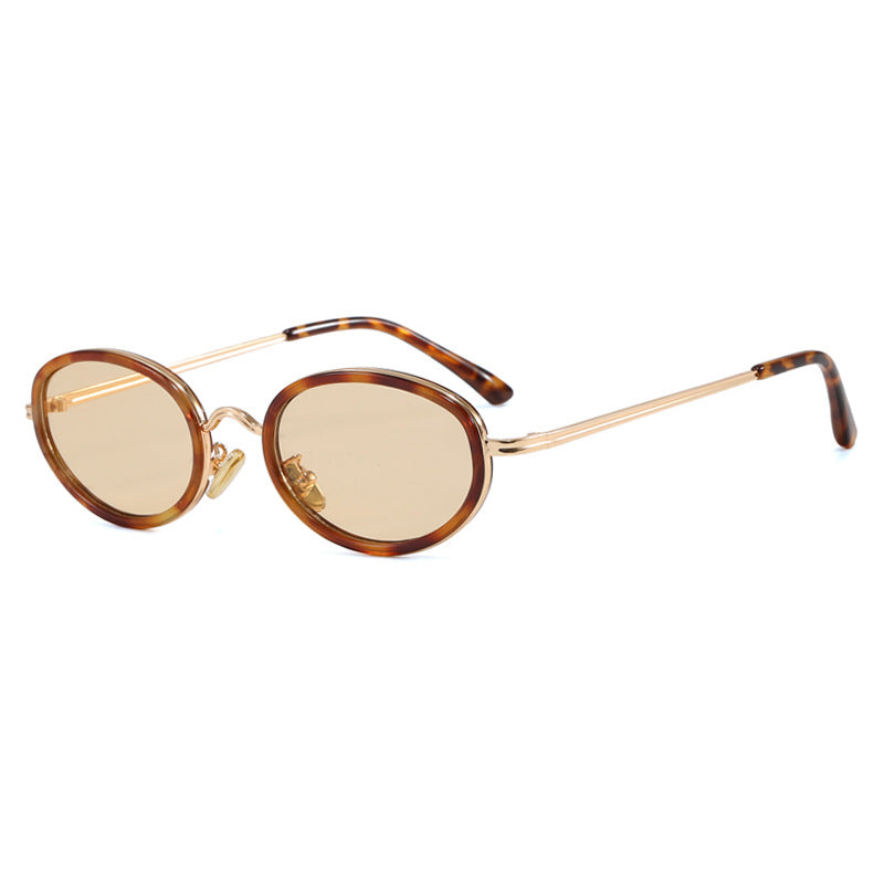 Damen elegante runde Sonnenbrille mit modischem Metallrahmen Karnz