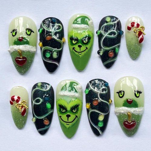 Verspieltes, saisonales Press-On Nagelkunst Set
