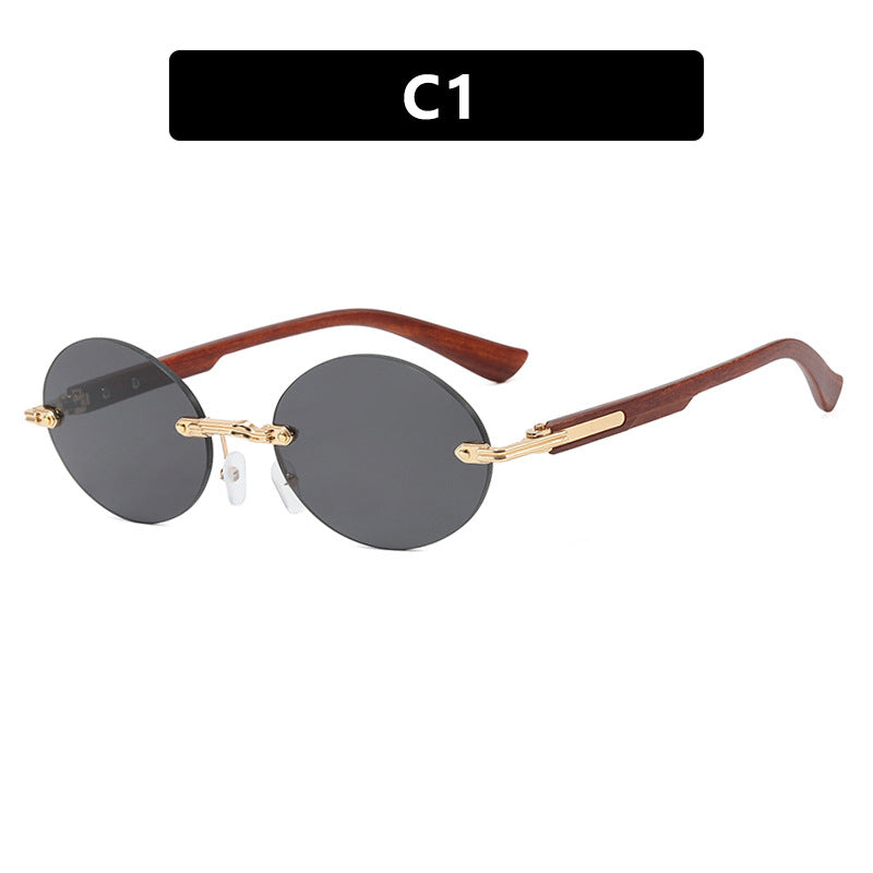 Damen runde Sonnenbrille mit elegantem Holzrahmen und UV-Schutz Karnz