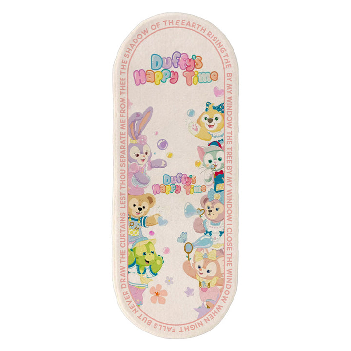 Plush Oval Runner Rug with Cute Cartoon Bear & Friends Print