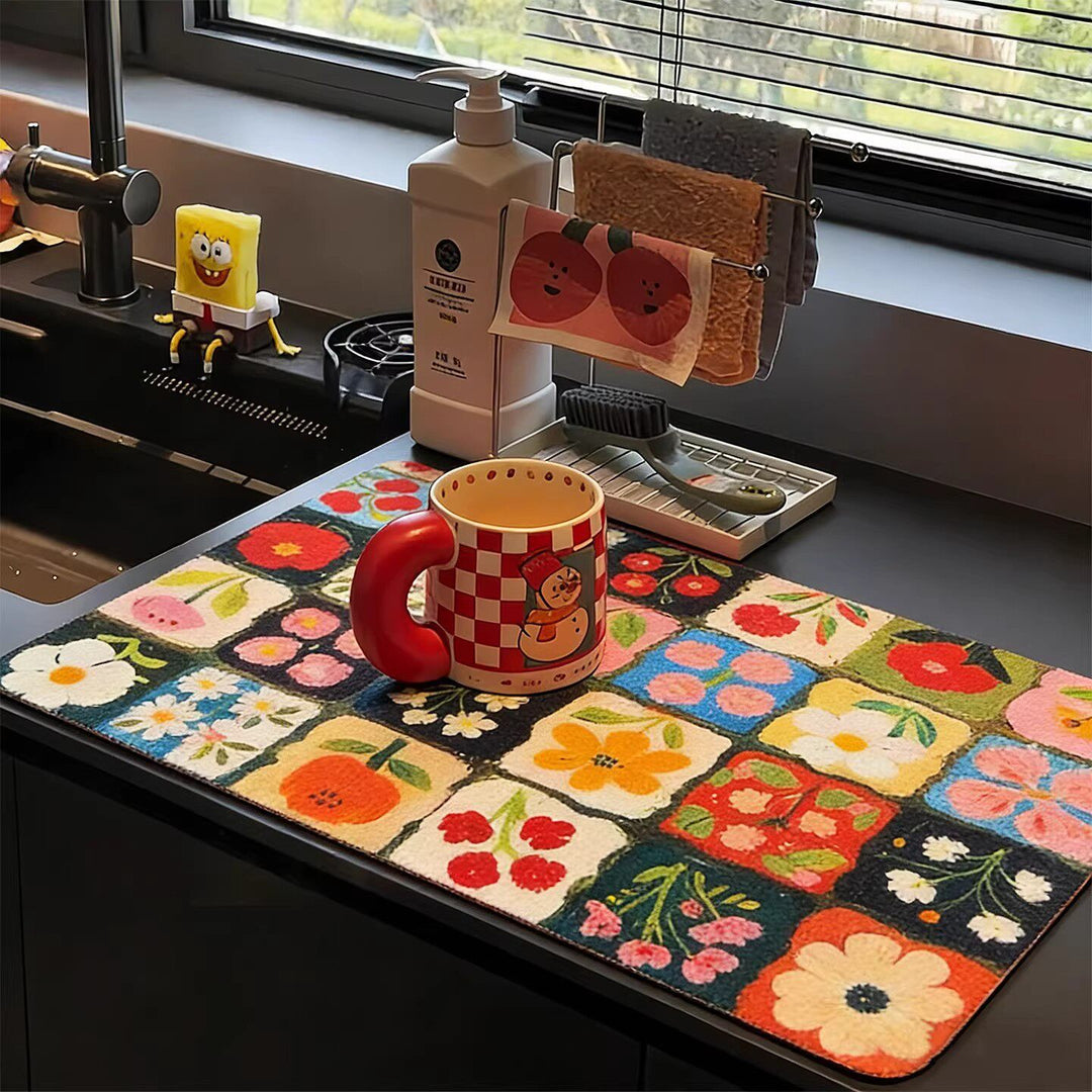 Bunte florale Küchentischmatte