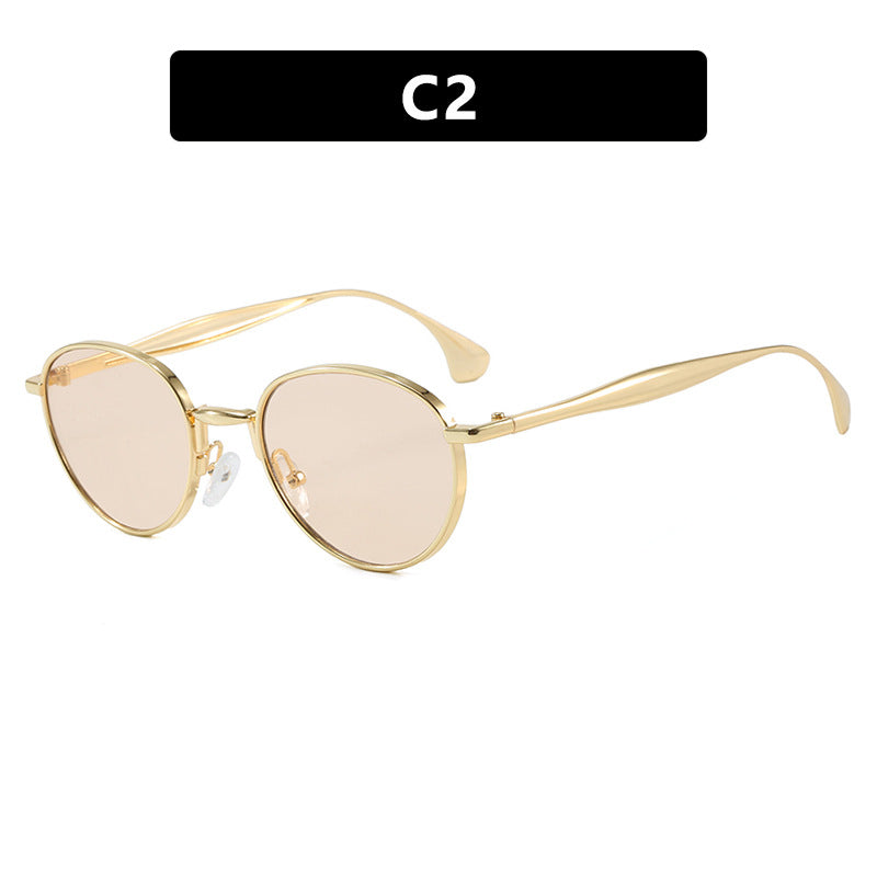 Damen runde Sonnenbrille mit elegantem Metallrahmen und UV-Schutz Karnz