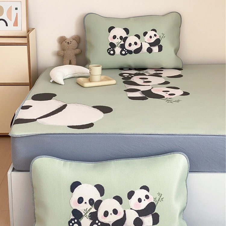 Kinder-Bettwaren-Set mit Monster-Print, Spannbettlaken und Zierkissen aus weicher Mikrofaser