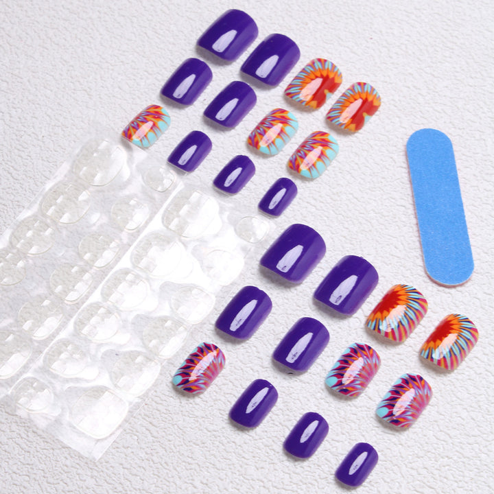 Künstlerische Tie-Dye Press-On Nägel Karnz
