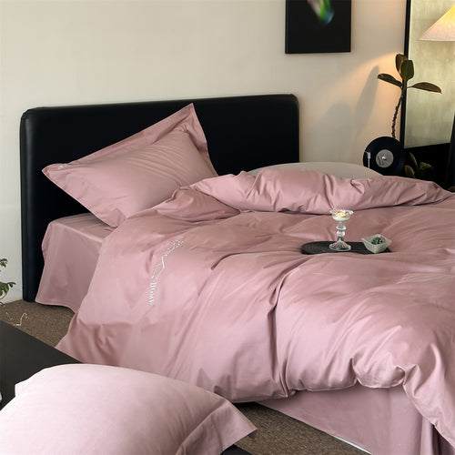 Modernes Baumwollsatin-Bettwäscheset mit Stick-Logo, Extraweichem Hotel‑Finish und Reißverschluss