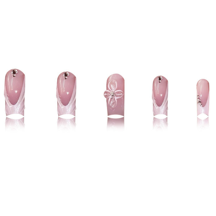 Elegante Blumen Press-On Nagelkunst Karnz