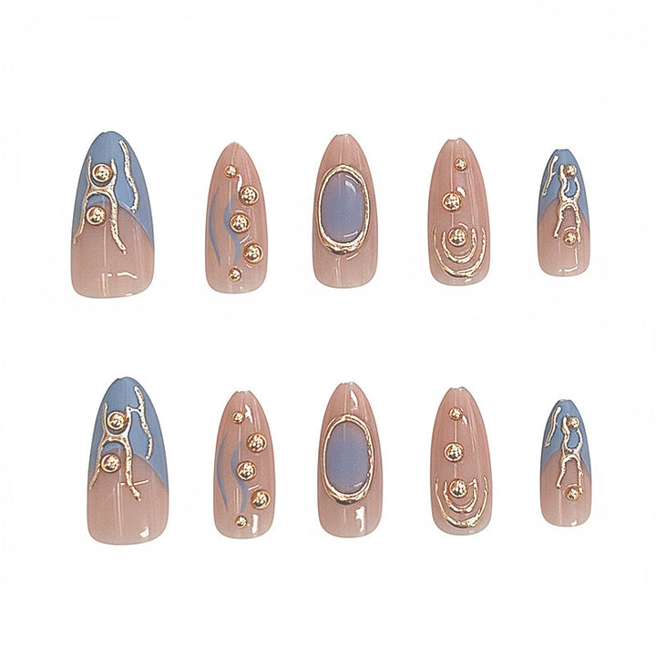 Künstlerisches Metallic Press-On Nagelset Karnz