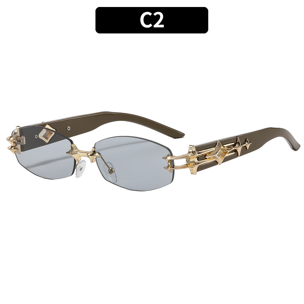 Künstlerische geometrische Metallrahmen Sonnenbrille