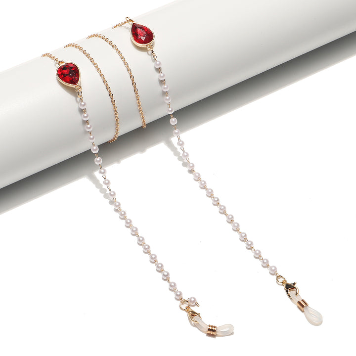 Elegante Perlen- und Kristall-Brillen Kette Karnz