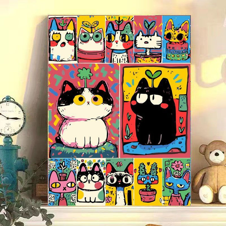 Verspielt Katzen-Themen Leinwand Wandkunst Karnz