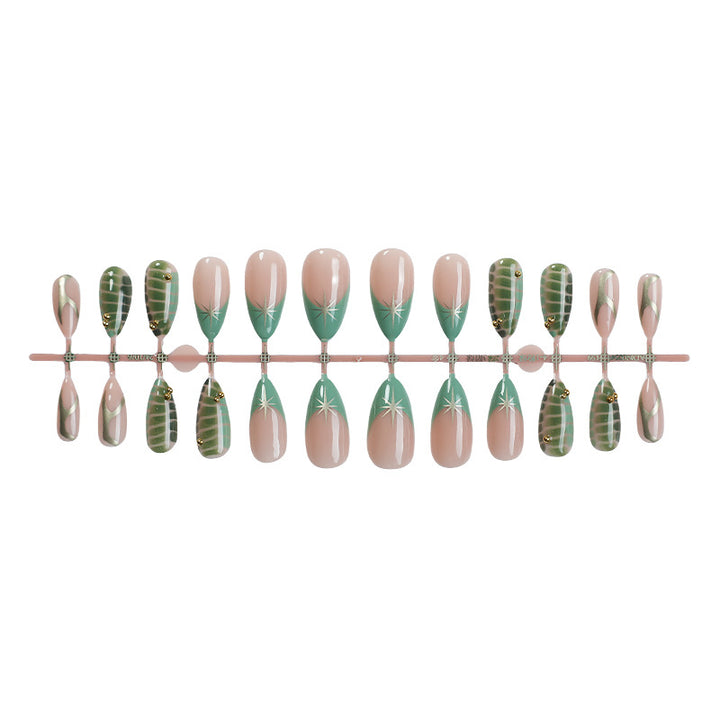 Dekorativer Press-On-Nagelset mit einzigartigen Blatt- und Ombre-Designs Karnz