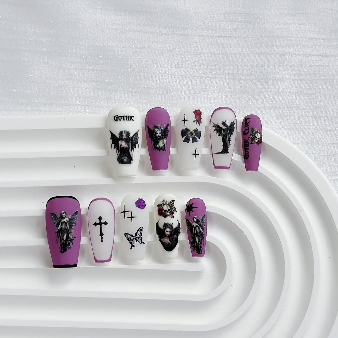 Künstlerisches Gothic Press-On Nail Art Set