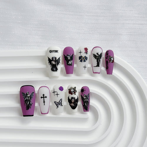 Künstlerisches Gothic Press-On Nail Art Set