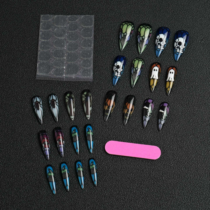 Künstlerische Halloween-Themen Stiletto Presse-On Nägel Karnz