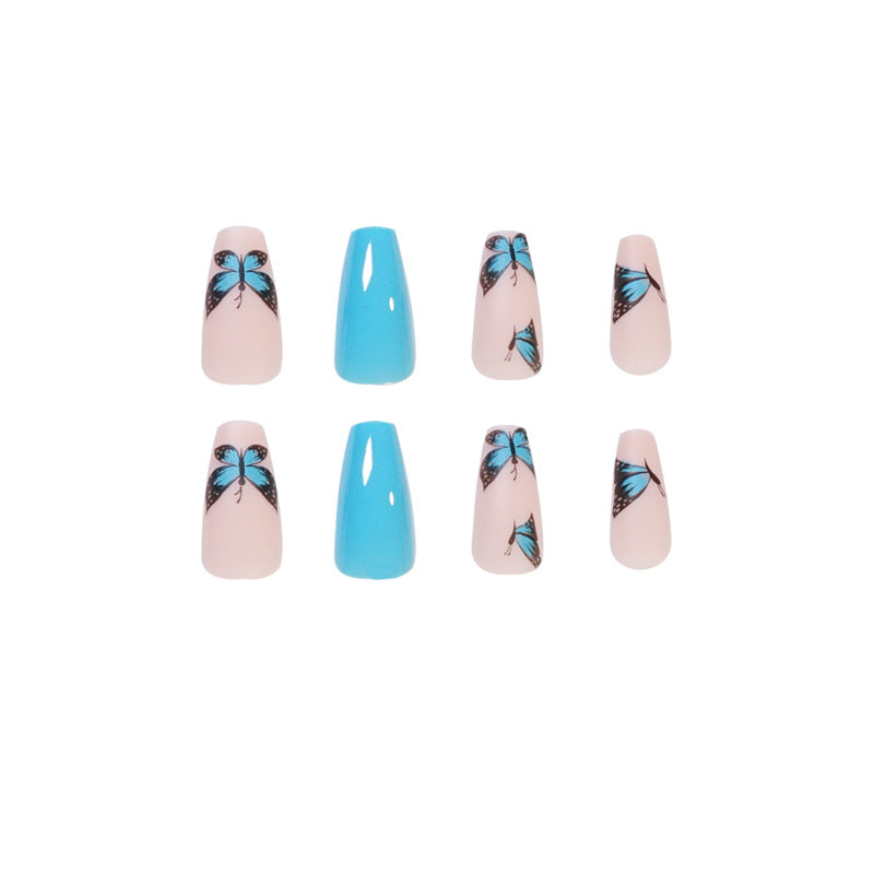 Kunstvolle Nagelverlängerungen mit Butterfly-Motiv Karnz