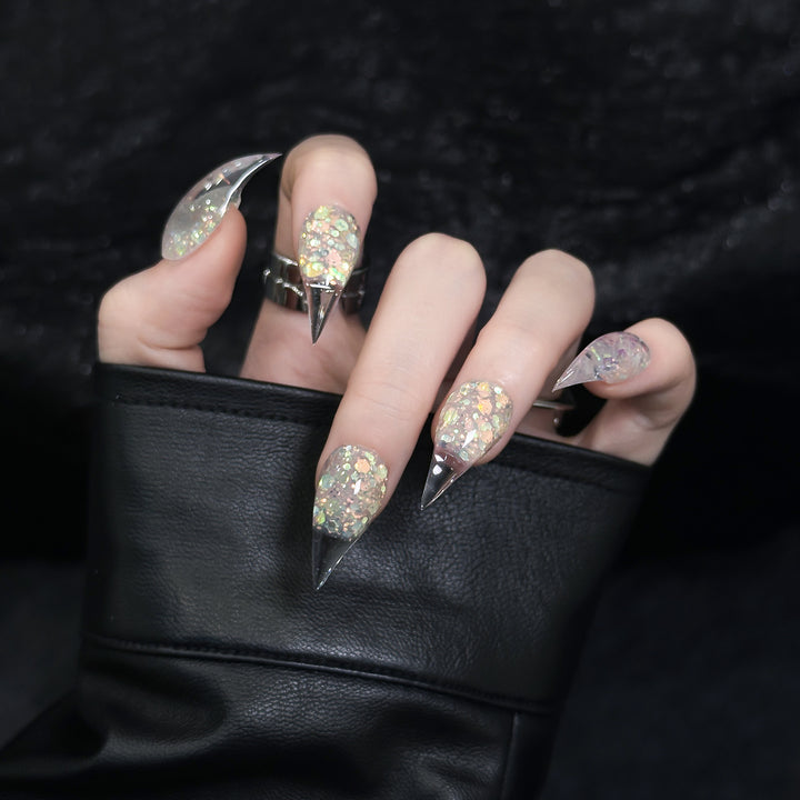 Stiletto Press-On Nagelset mit Glitter- und Ombre-Finish