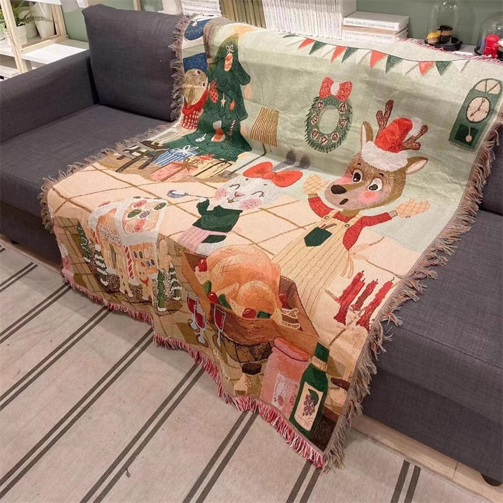 Festliches Weihnachtsthema Wandteppich Wurfdecke