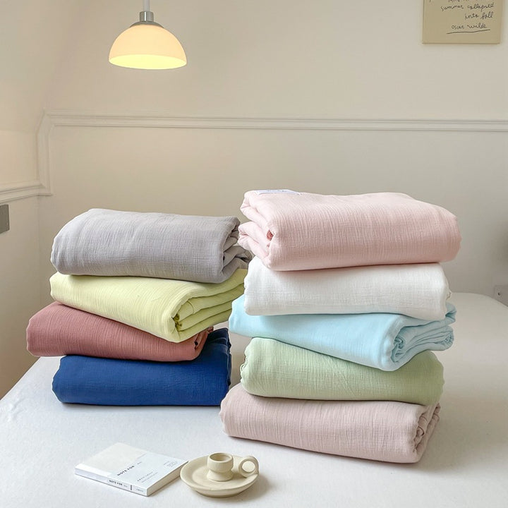 Strukturierte Baumwolljersey-Deep-Pocket-Spannbettlaken-Set