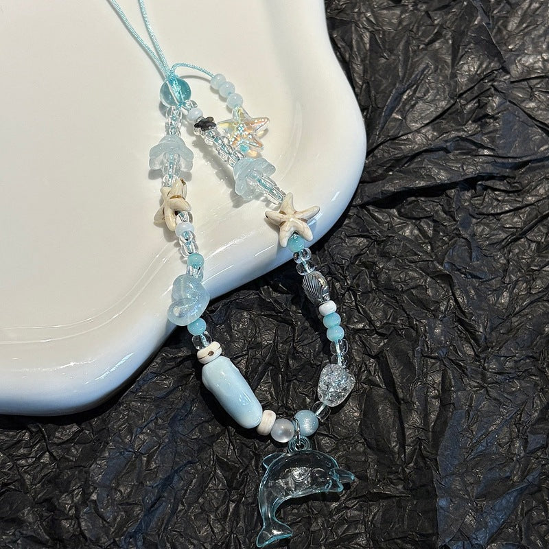 Delfin und Seestern Perlen Charm Halskette Karnz