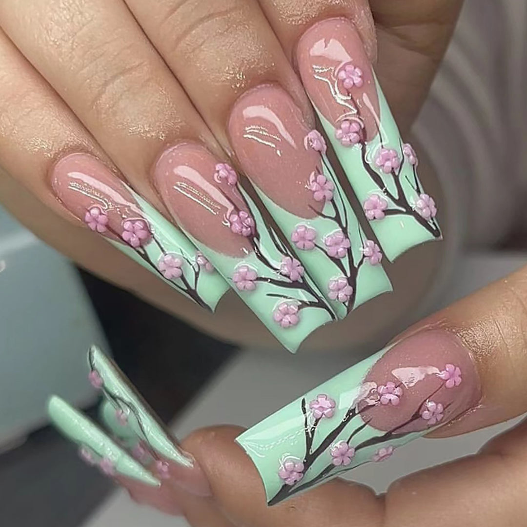 Floral Blossom Stiletto Press-On Nails Karnz
