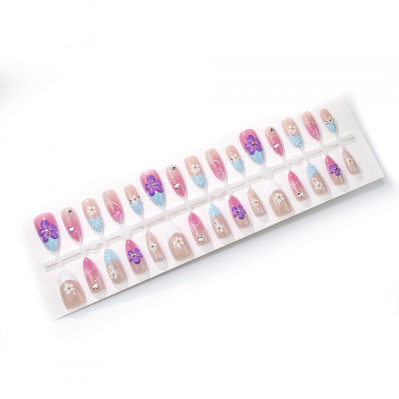Floral-Artistic Druck-On Nagelset