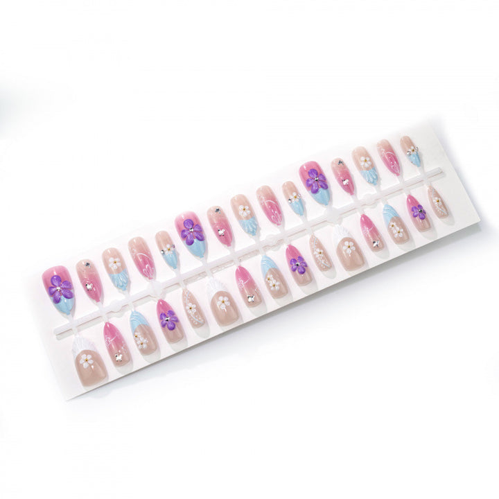 Floral-Artistic Druck-On Nagelset